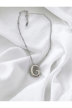 Silver Balon G Harf Kolye 316 L Çelik Paslanmaz