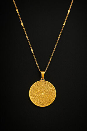 Esmaül Hüsna, Allah'ın 99 İsmi Altın Renk, Çelik Esma Kadın Kolye Detaylı Zincir