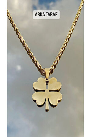 Yonca Kolye Isimli Kişiye Özel yazılı Paslanmaz Çelik  kolye nazar boncuklu sevgiliye hediye (316L)