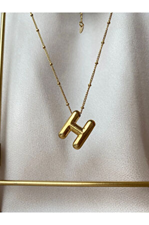 H Harfi Balon Harf Çelik Kolye