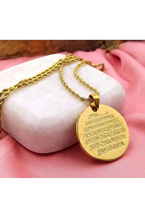 316L Çelik AYETEL KURSİ yazılı 60cm burgu kolye (2 yıl ithalatçı firma garantilidir)