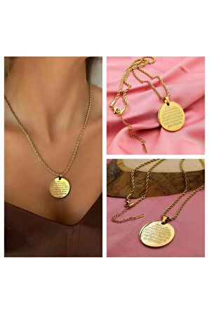 316L Çelik AYETEL KURSİ yazılı 60cm burgu kolye (2 yıl ithalatçı firma garantilidir)