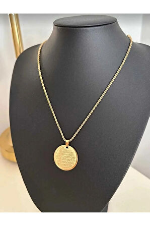 316L Çelik AYETEL KURSİ yazılı 60cm burgu kolye (2 yıl ithalatçı firma garantilidir)