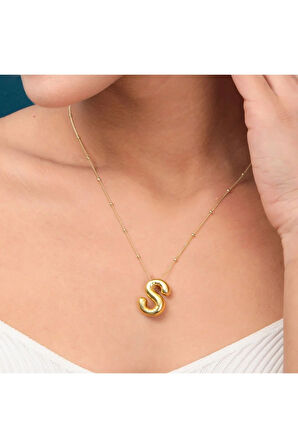 Çelik Balon S harf Kolye
