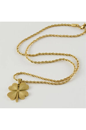 Büyük boy yonca kolye çelik yonca yonca kolye