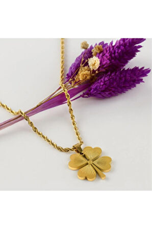 Büyük boy yonca kolye çelik yonca yonca kolye