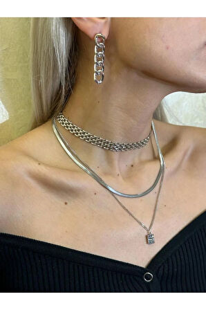 2Lİ YASSI İTALYAN ZİNCİRLİ BAGET KOLYE