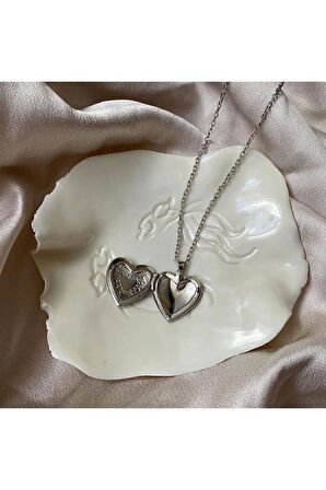 Kalpli İçi Açılan Anı Kolyesi Çift Kolyesi