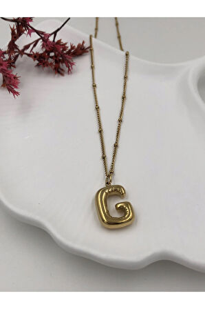 Çelik (G) Harfli Balon Kolye Antialerjik harf kolye G harfi balon bubble çelik 45 CM FMACCESORİES