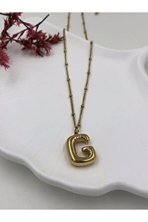 Çelik (G) Harfli Balon Kolye Antialerjik harf kolye G harfi balon bubble çelik 45 CM FMACCESORİES