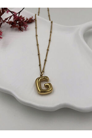 Çelik (G) Harfli Balon Kolye Antialerjik harf kolye G harfi balon bubble çelik 45 CM FMACCESORİES