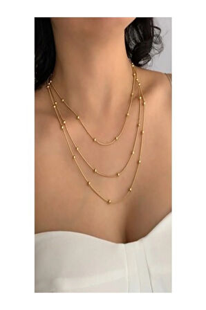 Çelik 3'lü Dorika Zincir Kararmaz Tasarım Kolye