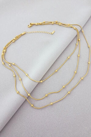 Çelik 3'lü Dorika Zincir Kararmaz Tasarım Kolye