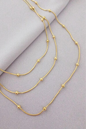 Çelik 3'lü Dorika Zincir Kararmaz Tasarım Kolye