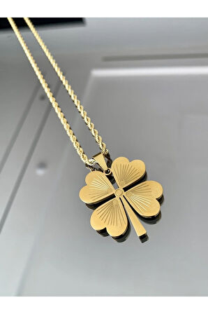 Altın Kaplama Yonca Kolye 2 Yıl Garantilidir