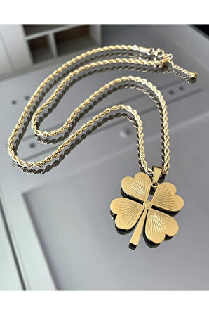 Altın Kaplama Yonca Kolye 2 Yıl Garantilidir