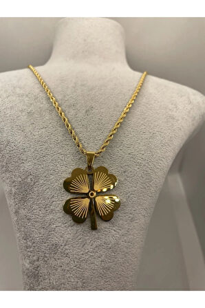 .figürlü Yonca Çelik Kolye