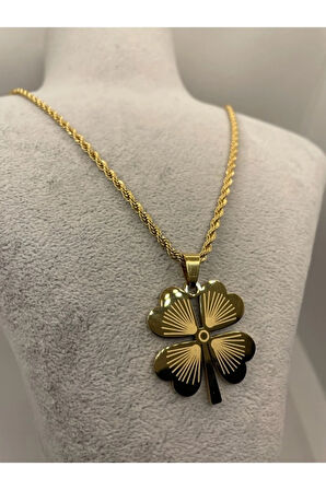.figürlü Yonca Çelik Kolye