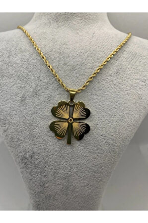 .figürlü Yonca Çelik Kolye