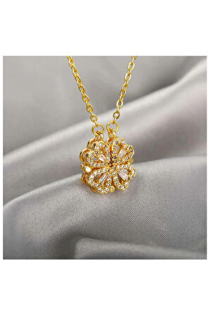 Açılabilir kalpli yonca çelik kolye