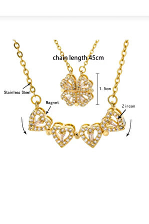 Açılabilir kalpli yonca çelik kolye