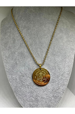 Hz.süleyman Mührü 316 L Çelik Burgu Zincir Dualı Kadın Kolye