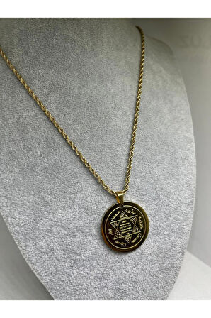 Hz.süleyman Mührü 316 L Çelik Burgu Zincir Dualı Kadın Kolye