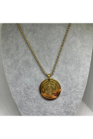 Hz.süleyman Mührü 316 L Çelik Burgu Zincir Dualı Kadın Kolye