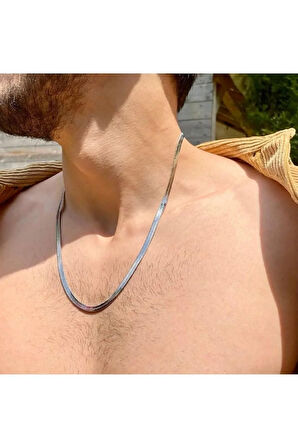 Kararmaz Çelik Italyan Hasır Erkek Zincir Kolye