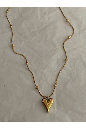 316l Kararmaz Paslanmaz Çelik Altın Kaplama X Topçuk Zincir Estetik Kalp Kolye