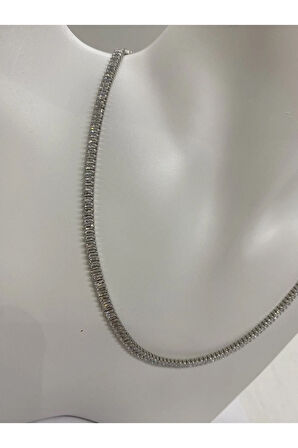 Su Yolu Zirkon Taşlı Ince Tasarım Kadın Çelik Kolye