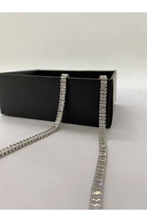 Su Yolu Zirkon Taşlı Ince Tasarım Kadın Çelik Kolye