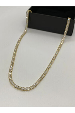 Su Yolu Zirkon Taşlı Ince Tasarım Kadın Çelik Kolye