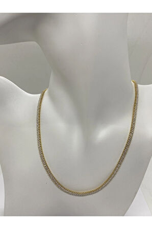 Su Yolu Zirkon Taşlı Ince Tasarım Kadın Çelik Kolye