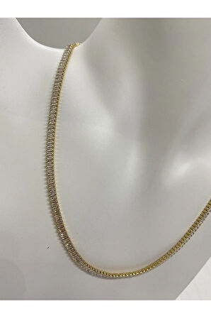 Su Yolu Zirkon Taşlı Ince Tasarım Kadın Çelik Kolye