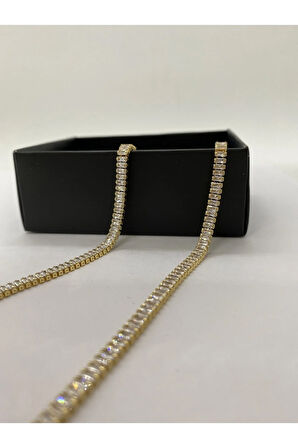 Su Yolu Zirkon Taşlı Ince Tasarım Kadın Çelik Kolye