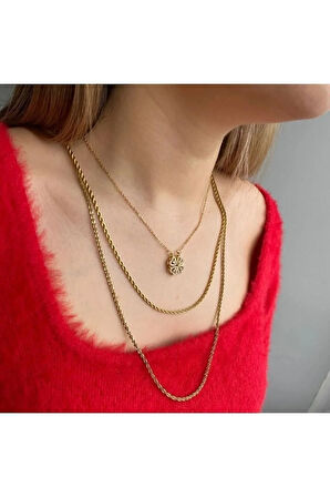 Kalp Yonca Açılabilir Mıknatıslı Çelik Kolye