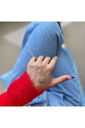 Kalp Yonca Açılabilir Mıknatıslı Çelik Kolye