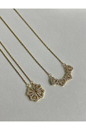 Kalp Yonca Açılabilir Mıknatıslı Çelik Kolye