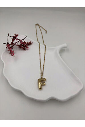 Çelik (F) Harfli Balon Kolye Antialerjik harf kolye F harfi balon bubble çelik 45 CM FMACCESORİES