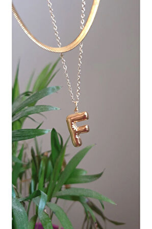 İTALYAN HARFLİ KOLYE İKİLİ BALON FHARFLİ ÇELİK KOLYE 45 CM İTALYAN 55 CM ZİNCİRLİ BİRLEŞİK KADIN