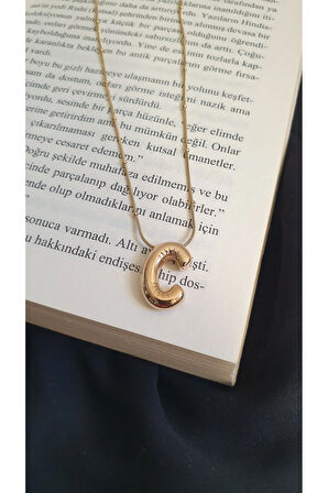 HARF KOLYE C HARF ÇELİK SU YOLU BAGET TAŞLI ANTİALERJİK 1 YIL RENK GARANTİLİ 45 CM FMACCESORİES