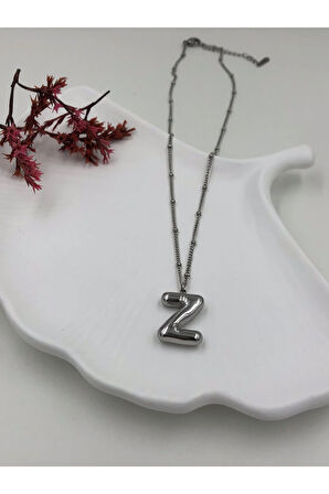 Çelik (Z) Harfli Balon Kolye Antialerjik harf kolye Z harfi balon bubble çelik 45 CM FMACCESORİES