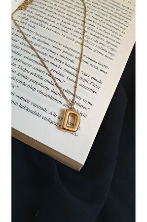 HARF KOLYE D HARF ÇELİK SU YOLU BAGET TAŞLI ANTİALERJİK 1 YIL RENK GARANTİLİ 45 CM FMACCESORİES