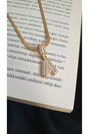 HARF KOLYE A HARF ÇELİK SU YOLU BAGET TAŞLI ANTİALERJİK 1 YIL RENK GARANTİLİ 45 CM FMACCESORİES