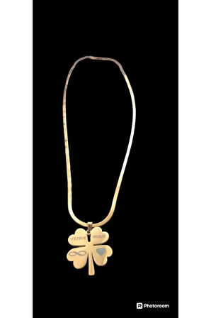 Kişiye Özel Isimli 4 Yapraklı Yonca Kolye Uzun Çelik Zincir