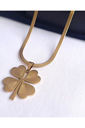 Kişiye Özel Isimli 4 Yapraklı Yonca Kolye Uzun Çelik Zincir