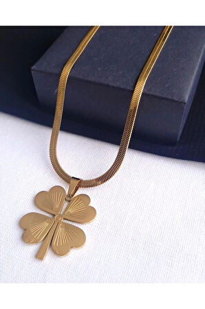 Kişiye Özel Isimli 4 Yapraklı Yonca Kolye Uzun Çelik Zincir