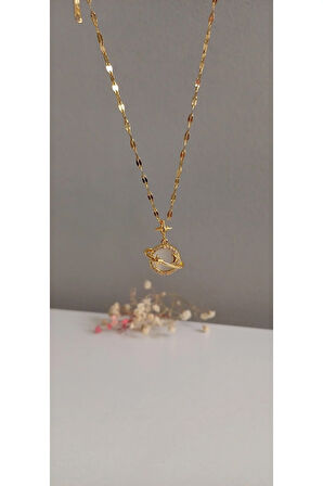 ÇELİK KOLYE KADIN BAGET TAŞLI KALPLİ  KOLYE 316L KARARMAZ RENK ATMAZ  45 CM ANTİ ALERJİK