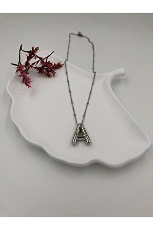 Çelik (A) Harfli Balon Kolye Antialerjik harf kolye A harfi balon bubble çelik 45 CM FMACCESORİES